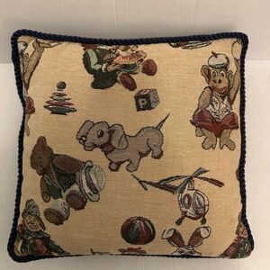 Dakotah Vintage Toy Theme Tapestry Throw Pillow 15x15 Multicolor